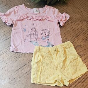 Disney Light Pink Toddler Top And Shorts 24 Months-2T